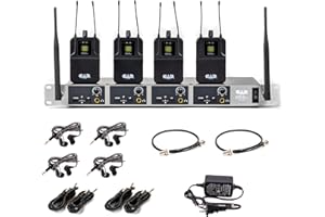 CAD Audio GXLIEM4 Frequency Agile Wireless In Ear Monitor System -Four discrete mixes - includes 4 MEB1 Earbuds, 4 Bodypack Receivers, Rack Mount Ears and Antenna Relocation Kit ,Black