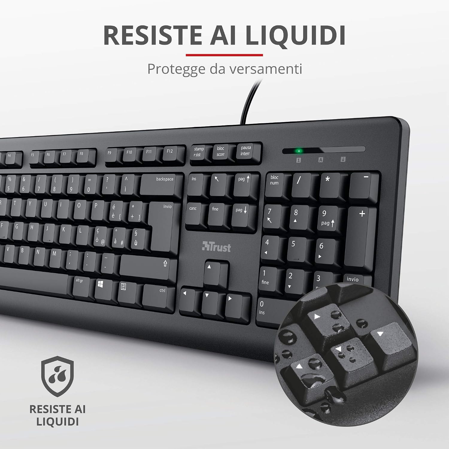 Trust Taro USB Wired Keyboard, Italian Layout QWERTY for PC/Laptop/Notebook, Mac/Windows, Silent Keys, 1.8 Meters Cable - Image 5