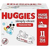 Huggies Simply Clean Fragrance-Free Baby Wipes, 11 Flip-Top Packs (704 Wipes Total)