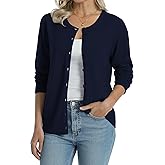 QUALFORT Women's 100% Cotton Lightweight Cardigans Long Sleeve Knitted Button Down Sweater