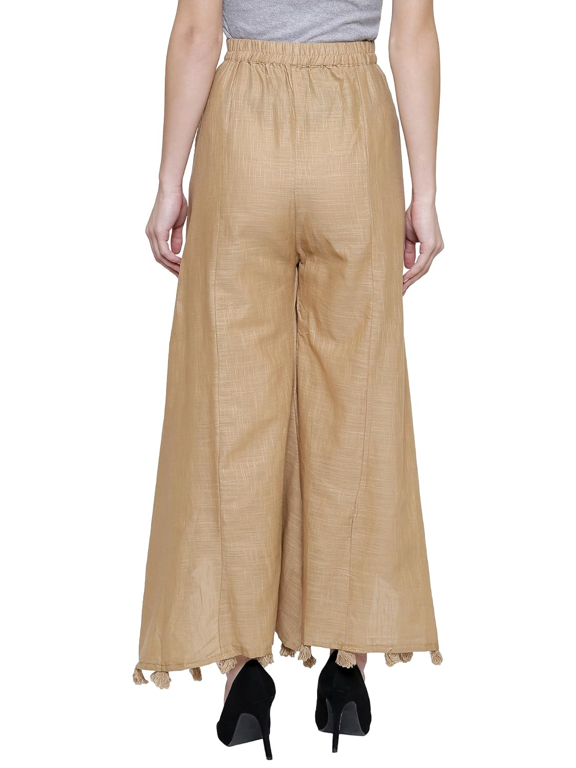 damen mode women's cotton slub straight up and down stylish palazzo