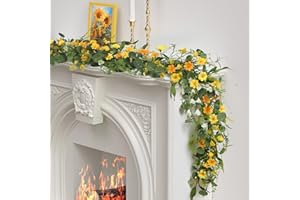 TISEMENT Daisy Garland for Mantle, 6Ft Artificial Spring Garland for Table Centerpiece All Year Round Home Decor,Gorgeous Summer Garland for Indoor Outdoor Farmhouse Wedding Arch Porch Staircase Floral Decor.