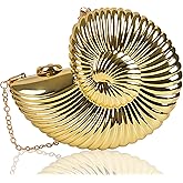 QZUnique Conch/Shell Shoulder Handbag Novelty Chain Strap Purse Acrylic Fashion Crossbody Evening Bag Clutch for Women Girl