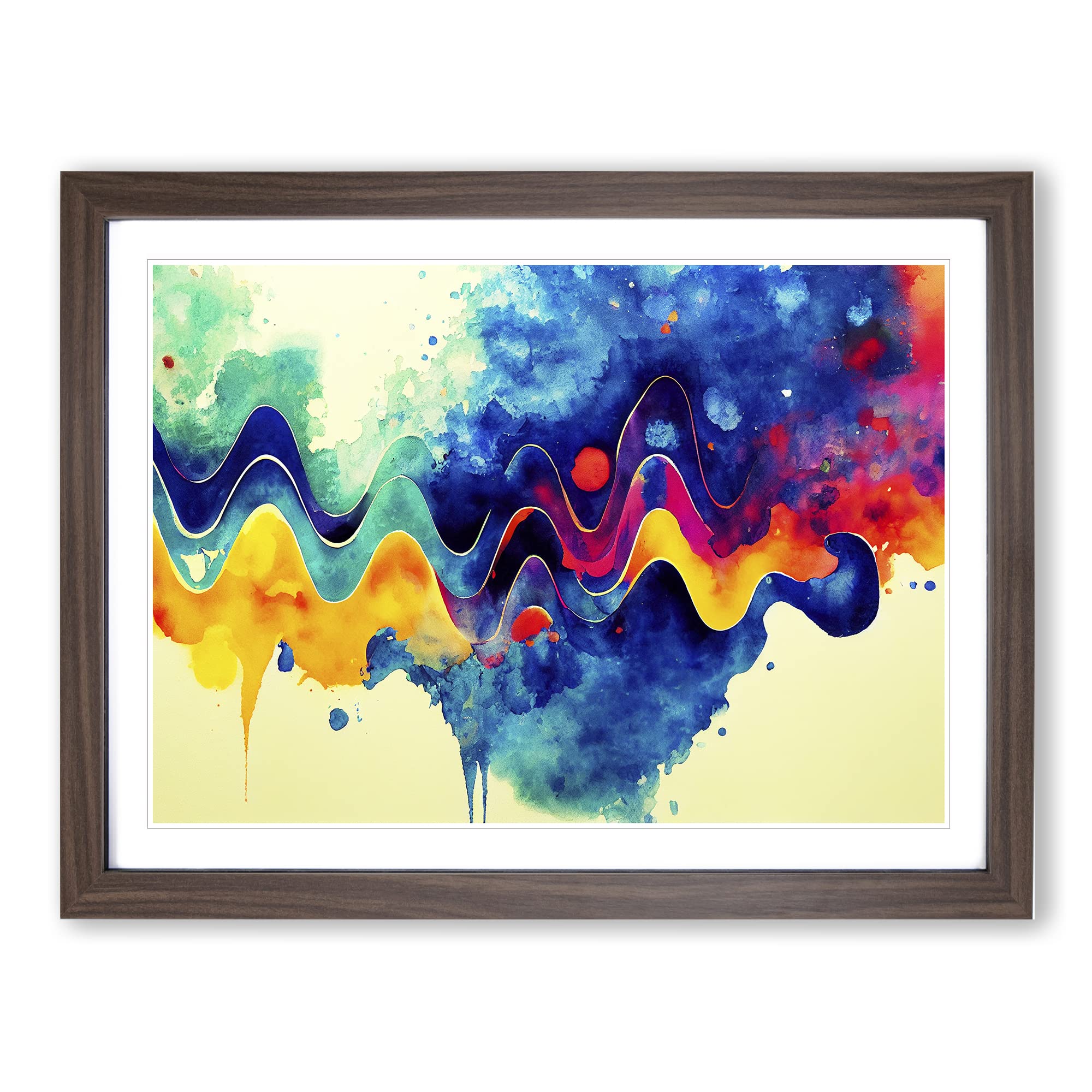 Watercolour Audio Soundwaves Vol.3 Abstract Framed Print | A4 Walnut Framed Wall Art | Ready to Hang | Abstract Historical Picture | Living Room Bedroom Lounge Office