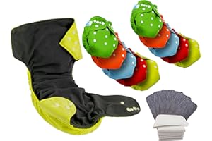 BABYBAMBOO Baby Bamboo 10 Eco-Friendly Cloth Diapers for Baby Boys + 12 4-Layer Microfiber Inserts. Bamboo Fiber Inner Cloth Diaper