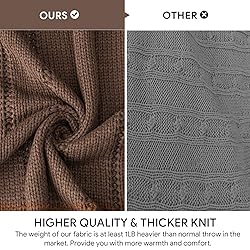 RECYCO Cable Knit Brown Throw Blanket Twin Size for