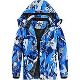 Boy's Ski Jackets Waterproof Winter Coat Fleece Windproof Snowboarding Jacket with Detachable Hood