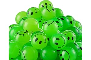 Bulk Bouncy Balls Glow in The Dark - (1inch / 27mm) Diameter, High Bouncing, Small Rubber Smile Face Bouncing Balls for Kids,
