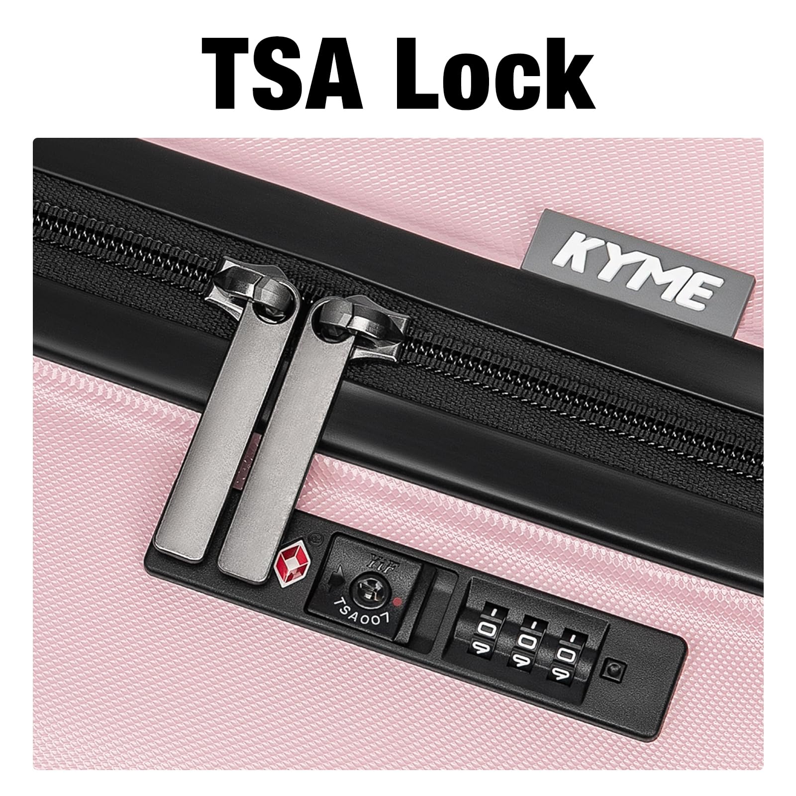 KYME Suitcase Hardshell With Double Spinner Wheels, PC+ABS TSA Lock Travel Luggage (Pink, 20