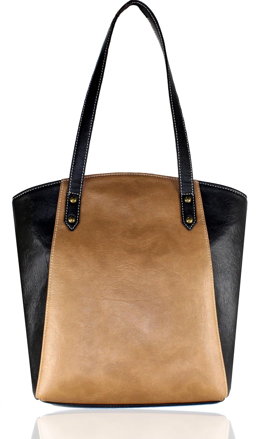 fargo motley pu leather women's & girl's tote handbag (beige,black_fgo-007)