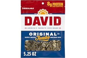 DAVID SEEDS Roasted and Salted Original Jumbo Sunflower Seeds, Keto Friendly, 5.25 Oz, 12 Pack