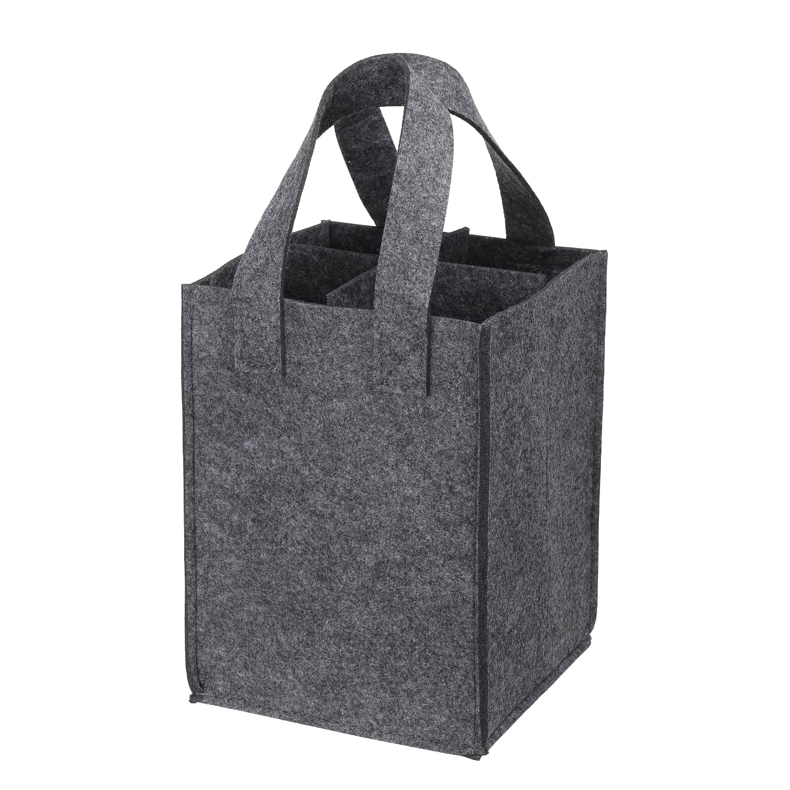 PATIKIL 4 Bottle Wine Carrier Tote Bag, Wine Bottle Carrying Bag with Divider Reusable Wine Storage Bag Felt Grocery Bags Portable Gift Bag, Grey