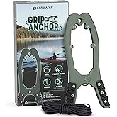 FARWATER Canoe Anchor Grip - Boat, Float Tube & Kayak Fishing Accessories, Kayaking Equipment - Brush Clamp Anchor with Teeth - Gripper with 15ft Paracord - Rubber Grips - Coated Steel -