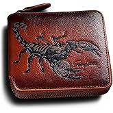 skneephate Zipper Wallet For Men,Men's Leather Wallets With Coin Pocket,Extra Capacity,RFID Blocking,Gifts for Him Husband (brown)