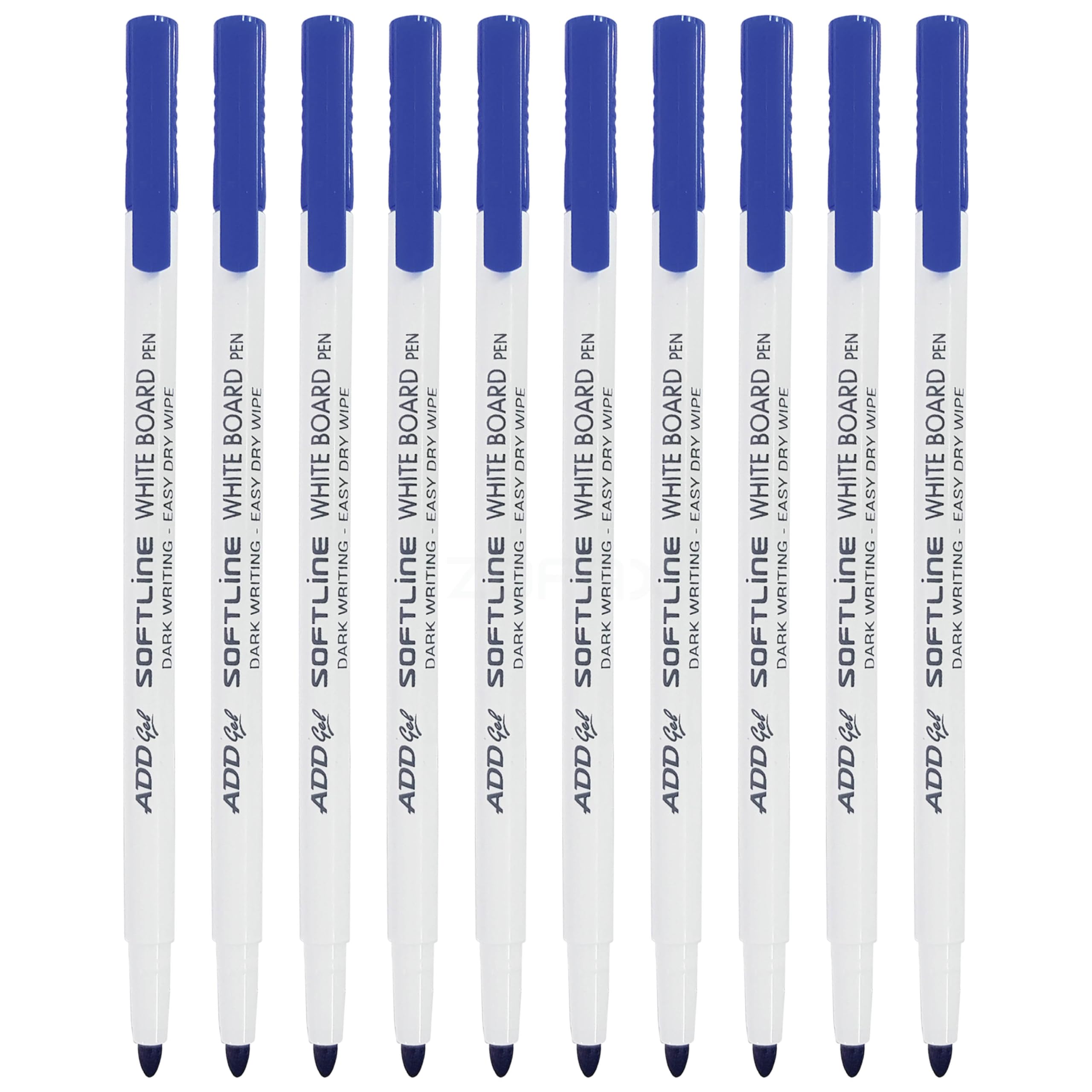 Handy Dry Erase Whiteboard Marker Pens, BLUE, Medium Point (1.0mm), Pack of 10, Bullet Broad Tip, School Office Home Everyday Use, iZOFAX Black Ball Pen