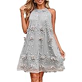 Simplee Women Halter Summer Dress Sleeveless Wedding Guest Tulle Mini Dress Flowy Party Cocktail Short Dresses 2026