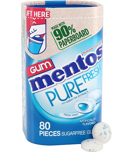 Pure Fresh Sugar-Free Chewing Gum With Xylitol – Cinnamon Flavor – 300 Count Bottle – 90% Recyclable Packaging