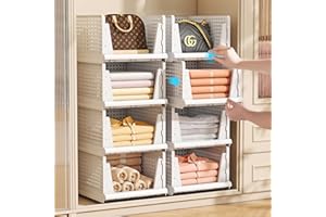 ZHAIXIAONIAN 5 Pack Stackable Plastic Storage Basket for Closet, Bottom Top of Closet Organizers and Storage, Stackable Baskets for Organizing, Folding Towel Organizer, Sweatshirt Storage Organizer, Closet Shelves