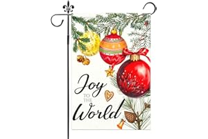 GODUCK Joy To The World Christmas Garden Flag 12x18 Inch Double Sided Christmas Ball Garden Flag for Outside Winter Festive Holiday Yard Outdoor Decorative Burlap Yard Flag