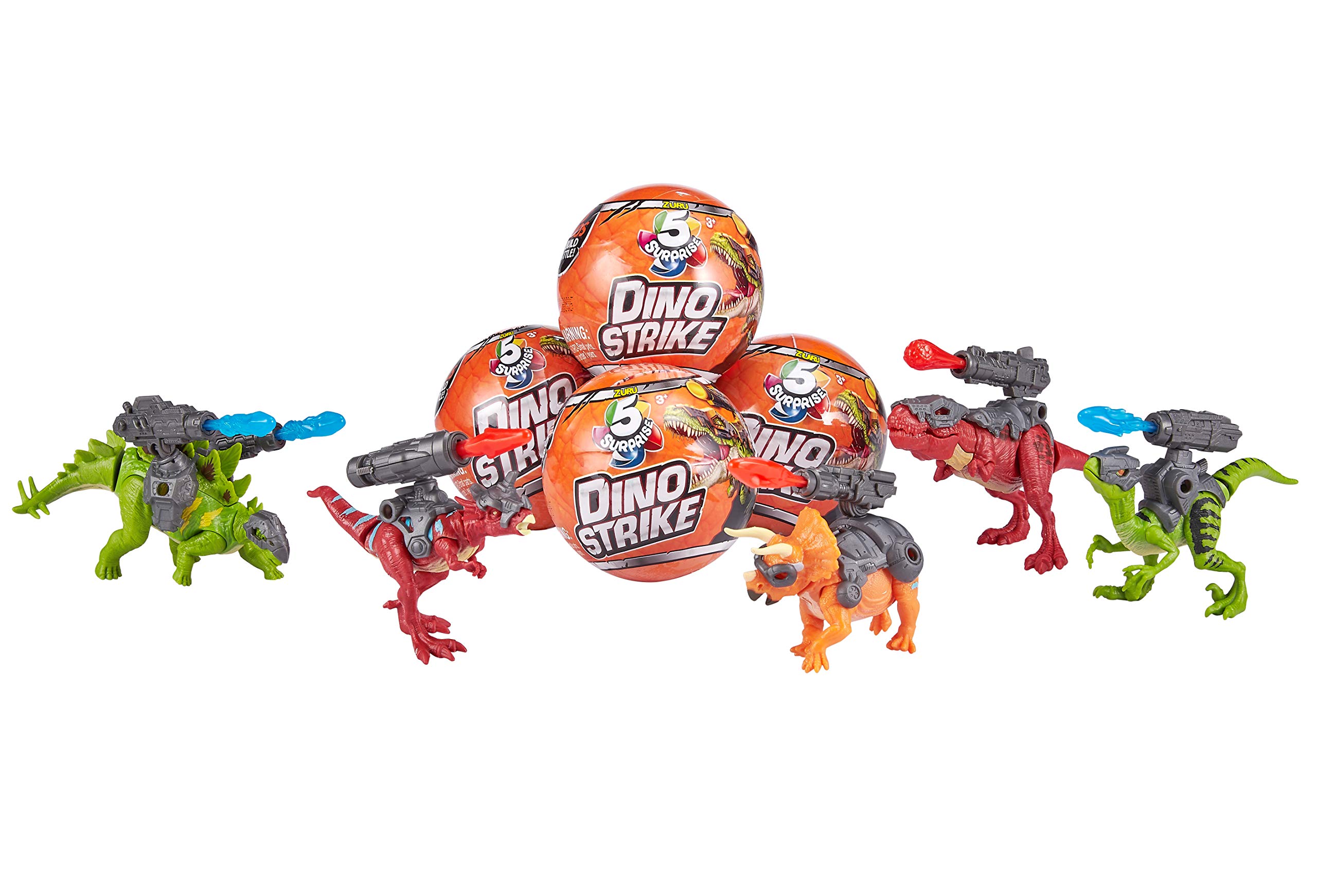 5 Surprise Dino Strike Series 1, Surprise Dinosaur Mystery Collectible Capsule Toy, Dinosaur Battle Toy (2 Pack)