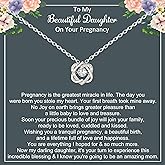 NOURISHLOV New Mom Gifts for Pregnant Daughter, First Time Mom Gift, Sterling Silver Infinity 2 Heart Necklace for Mothers Day Pregnant Gift, Christmas Jewelry