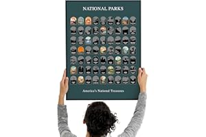 HYPERI 63 United States National Park Scratch Off Map, 12x16" National Parks Map Tracker, US National Park Checklist Poster, Hiking Gifts, National Parks Gifts, National Park Decor, Travel Map Scratch Off