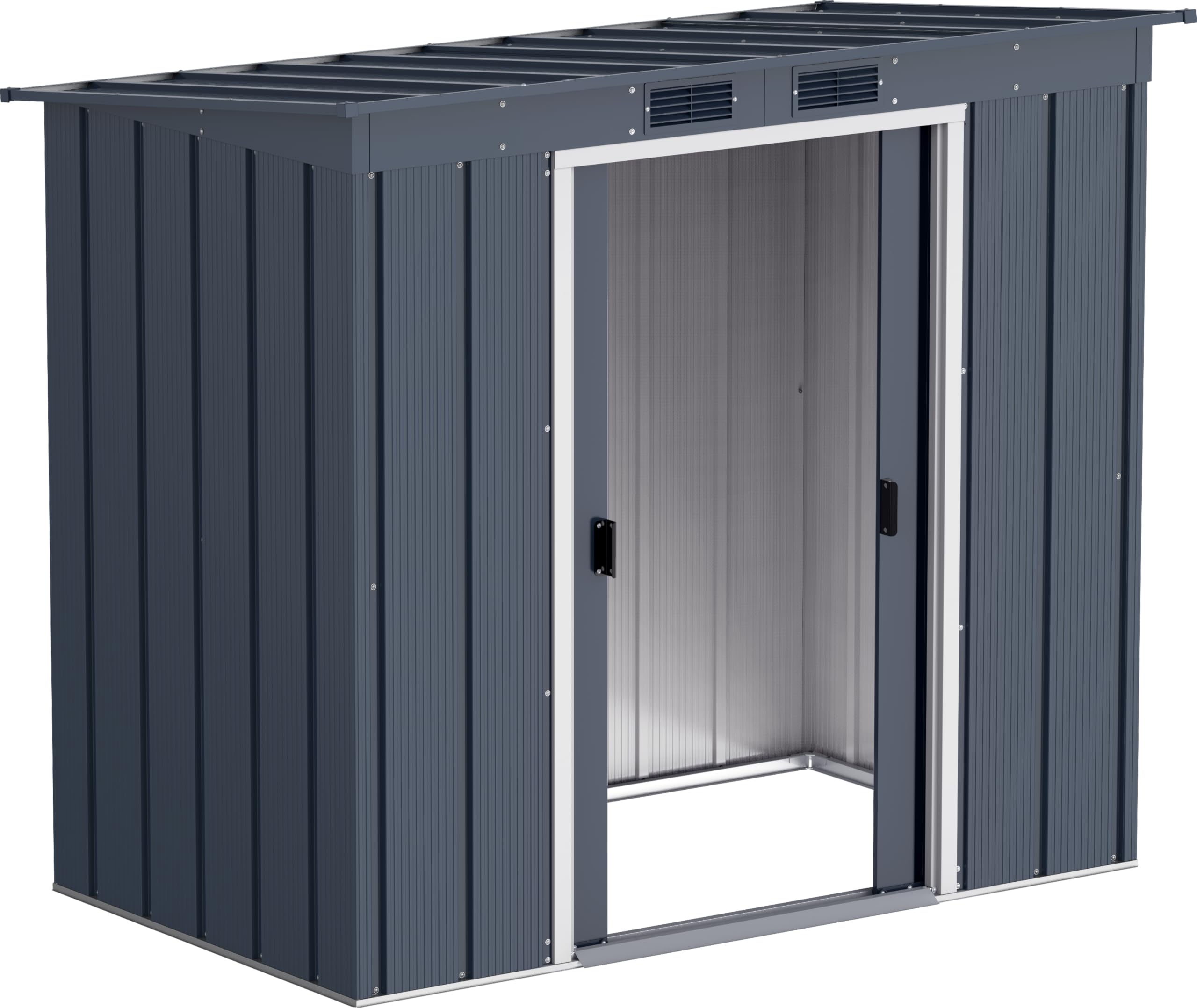 Duramax ECO 6 x 4 (2.17 m²) Metallgerätehaus mit Steildach, Gartenhaus aus feuerverzinktem Metall - Geräteschuppen, robuste und verstärkte Dachkonstruktion, wetterfester Metallschuppen, Anthrazit 3