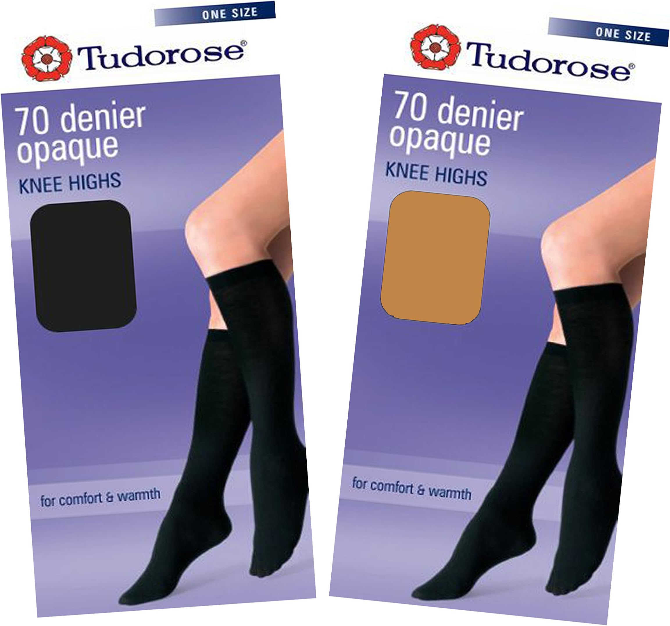 Tudorose 70 Denier Knee Highs Black Natural With Lycra Stockings Pop Socks