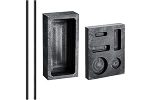 4 Pieces Graphite Ingot Mold Stir Rod Stick Set, 1 KG Graphite Ingot Crucible Mould, 5-in-1 Graphite Casting Coin Combo Metal