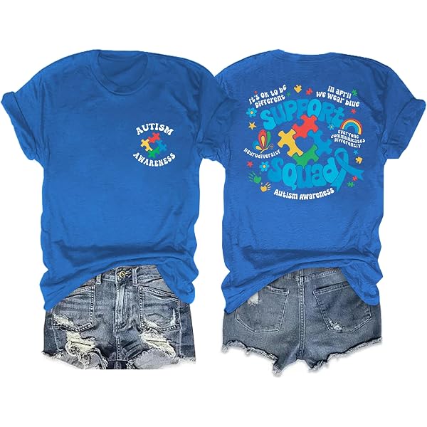 Women's Autism Awareness Shirt – 'Be Kind' Blue Puzzle Graphic Tee For April Support - View #5