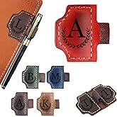Custom Bookmark with Pen Holder Personalized Magnetic Leather Bookmarks with Initial Magnetic Leather Pen Holder Bookmark for Reading Women and Men Gifts for Booklovers (Red, A)