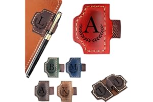 WINSD Custom Bygone Mark Bookmark with Pen Holder Personalized Magnetic Leather Bookmarks with Initial Magnetic Leather Pen Holder Bookmark for Reading Women and Men Gifts for Booklovers (Red, A)