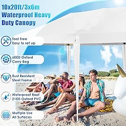 TOOLUCK 10x20 Pop Up Canopy Tent Waterproof Outdoor