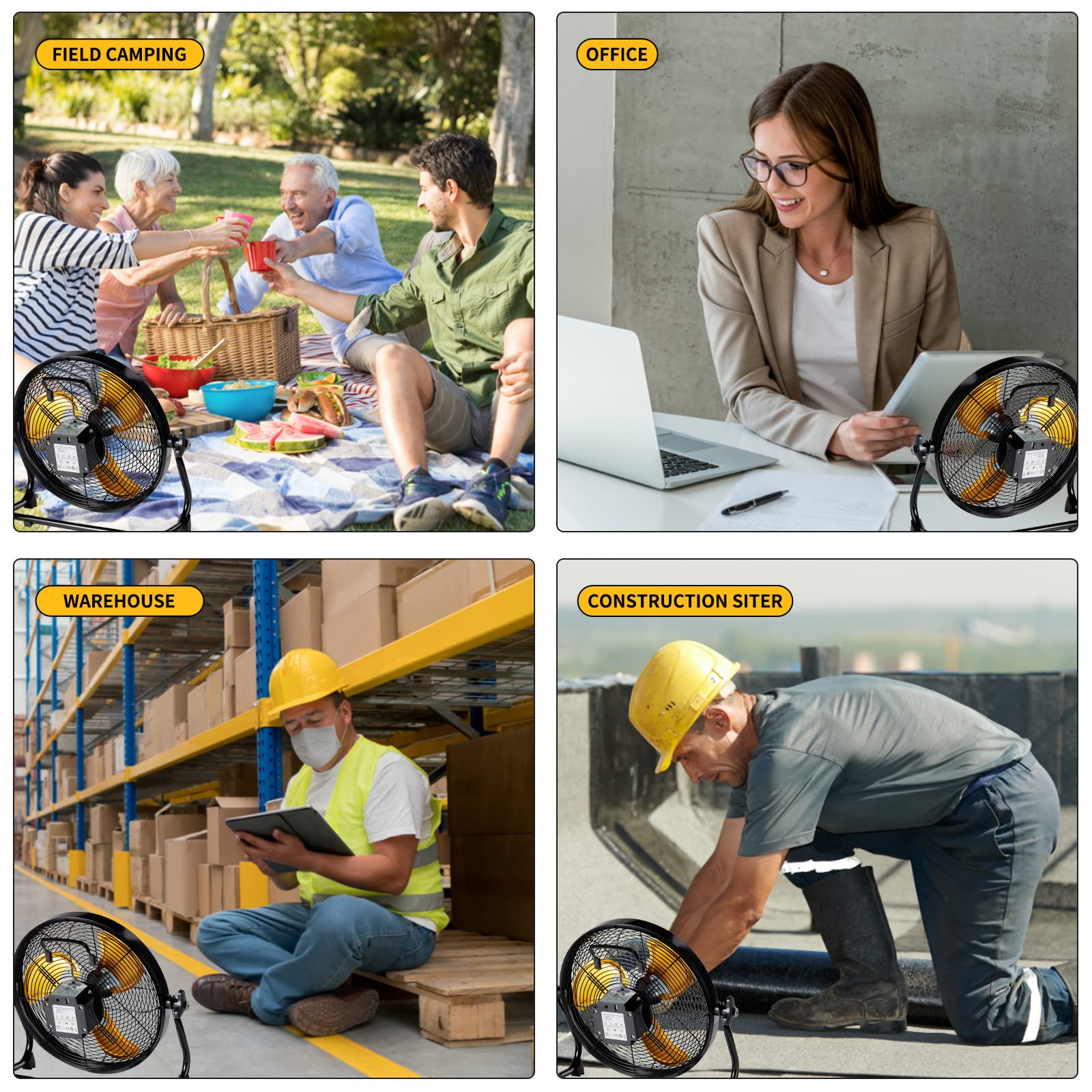 lcocove Outdoor Fan Can Running 5-24 Hours,Solar Powered Fan For Shed,Home,Ouside,Camping，with USB Output For Emergency Situation Without Electric