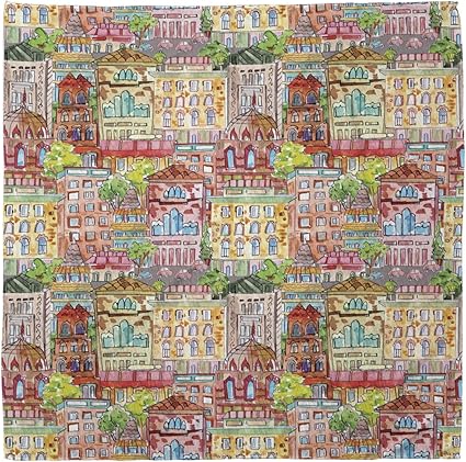 Amazon.com: Lunarable Unisex Bandana, Paint Colorful City European Town