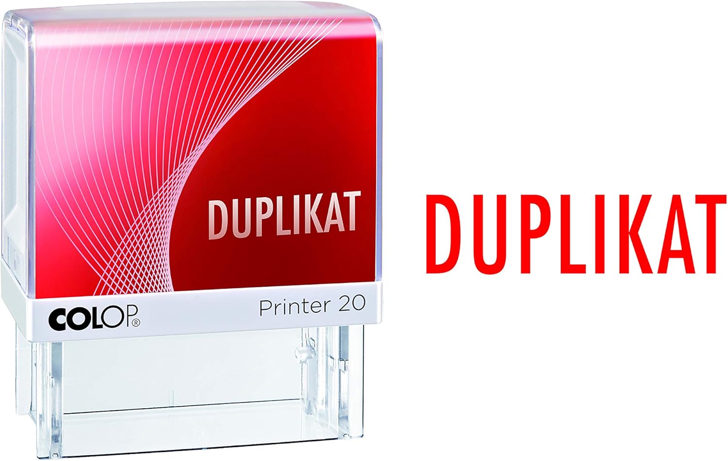 Colop 152224 Text Stamp Printer 20 with Duplicate Text, Red Print, in Folding Cardboard, Duplikat