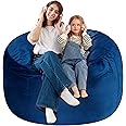 Homguava 3FT Bean Bag Chair: 3' Bean Bags with Memory Foam Filled, Large Beanbag Chairs Soft Sofa with Dutch Velet Cover 3 Ft(36"×36"×24")-Blue
