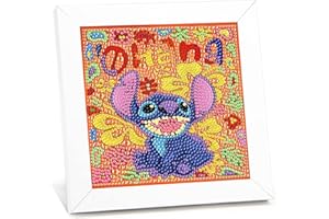 ICECHEN 5D Diamond Painting Kit for Kids with Wooden Frame Art and Crafts for Kids Ages 6-8 - 10-12 Cartoon Full Drill Painting by Number Kits Home Wall Decoration 6X6 inch