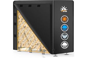 Zettum Firewood Rack Cover 4 Feet - 600D Wood Rack Cover Waterproof & Heavy Duty, 4 Foot Outdoor Log Pile Holder Covers Storage for 4FT Standard Fire Wood Rack Stands (48 x 24 x 49 Inch)