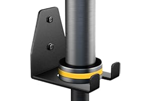 HUPZUTI Olympic Barbell Hanger, Garage Gym Bar Wall Rack, Vertical Barbell Wall Mount, Black Heavy-Duty Support Barbell Holder, Space Saving Commercial or Home Gym Accessory, Holds Under 33mm Bar Size