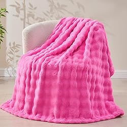 NEWCOSPLAY Twin Blanket for Couch Hot Pink Super