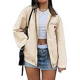 EMMIOL Barn Jean Jacket for Women Zipper 2026 Clean Fit Long Sleeve Denim Jackets