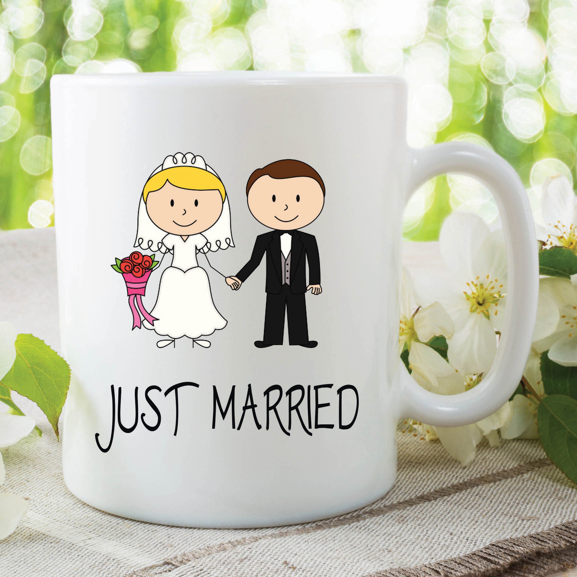 Just Married Mugs Husband Wife Bride Wedding Love Tea Coffee Cup Gift WSDMUG203