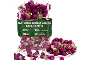 Sukh Dried Globe Amaranth - Natural Gomphrena Globosa Flower,Dried Flowers and Herbs 3oz Bulk for Crafts,Soap Candle Making,Sachets,Wedding Party Decoration,Headband DIY