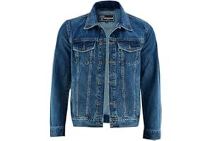 Vance Men's Heavy Duty Trucker Denim Button Front Motorcycle Jacket