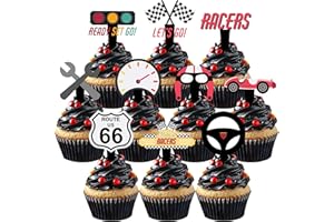 BONBEEDESIGN 40 PCS Race Car Cupcake Toppers