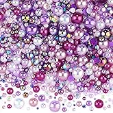 Kikonoke 3900+ Pcs Rhinestones and Pearls Kit, 2-10mm Flatback Gems for Nail Art, Tumbler Decoration, DIY Crafts, 9 Colors Mixed DIY Supplies (Purple)