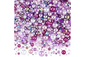Kikonoke 3900+ Pcs Rhinestones and Pearls Kit, 2-10mm Flatback Gems for Nail Art, Tumbler Decoration, DIY Crafts, 9 Colors Mixed DIY Supplies (Purple)