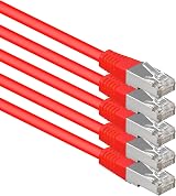 5x 1aTTack.de Cat6 S-FTP Network Cable 2m Red Gigabit LAN PIMF Copper