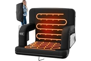 HUSKFIRM 25" Heated Stadium Seats for Bleachers with Back Support, Portable Heated Bleacher Shairs with Backrest Cushion, 6 Reclining Positions, 3 Heat Modes for Outdoor Game Sports